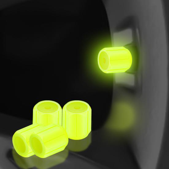 Glow-in-The-Dark Tire Valve Caps Set Universal Waterproof Lights Stem Covers Wear-Resistant Vehicle Tire Valve Caps
