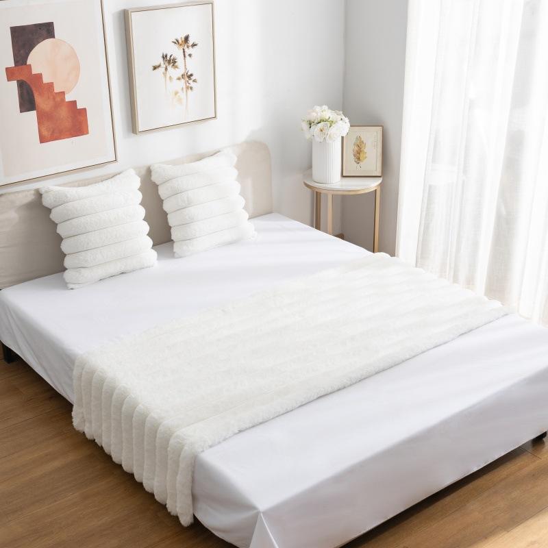 Rabbit Velvet Large Striped Pillow Cover Without Core Home Sofa Pillow Cover Rabbit Hair Quilted Bedside Cushion Cover