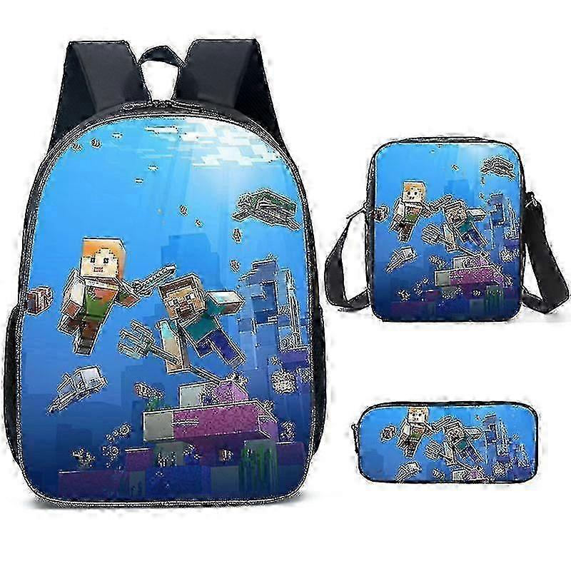 Minecraft Primary And Secondary School Schoolbags Minecraft Game Peripheral Backpack Three-piece Set high quality