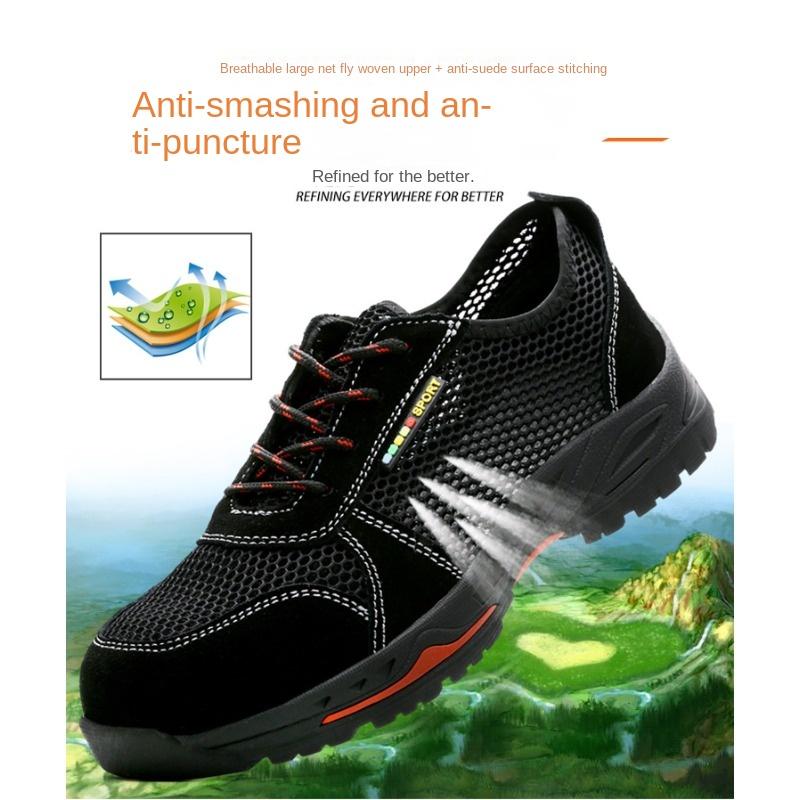 Arbeitsversicherungsschuhe für Herren, stoß- und durchstichsicher, leichte und verschleißfeste, atmungsaktive Sicherheits-Arbeitsschuhe für den Sommer, rutschfest