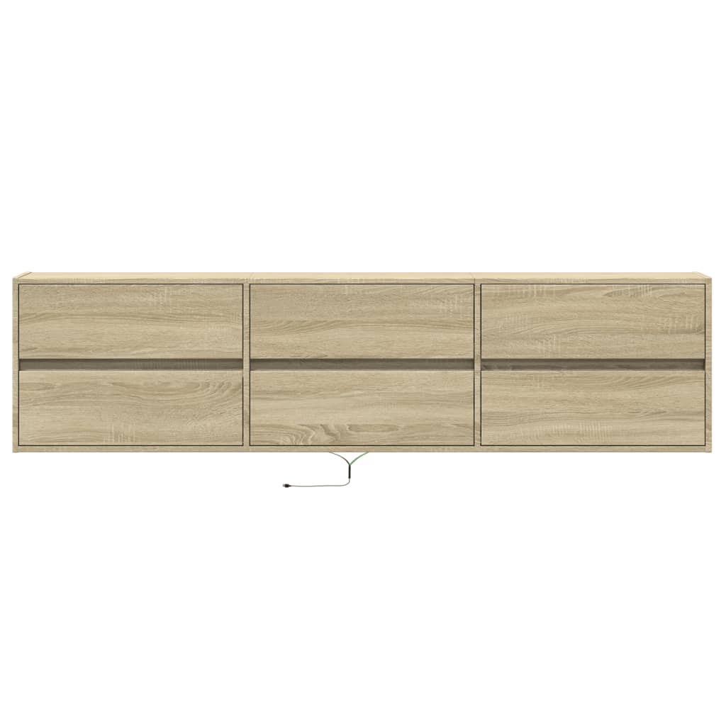 Vidaxl Ścienna Szafka Pod Tv, Z Led, Dąb Sonoma, 180X31X45 Cm