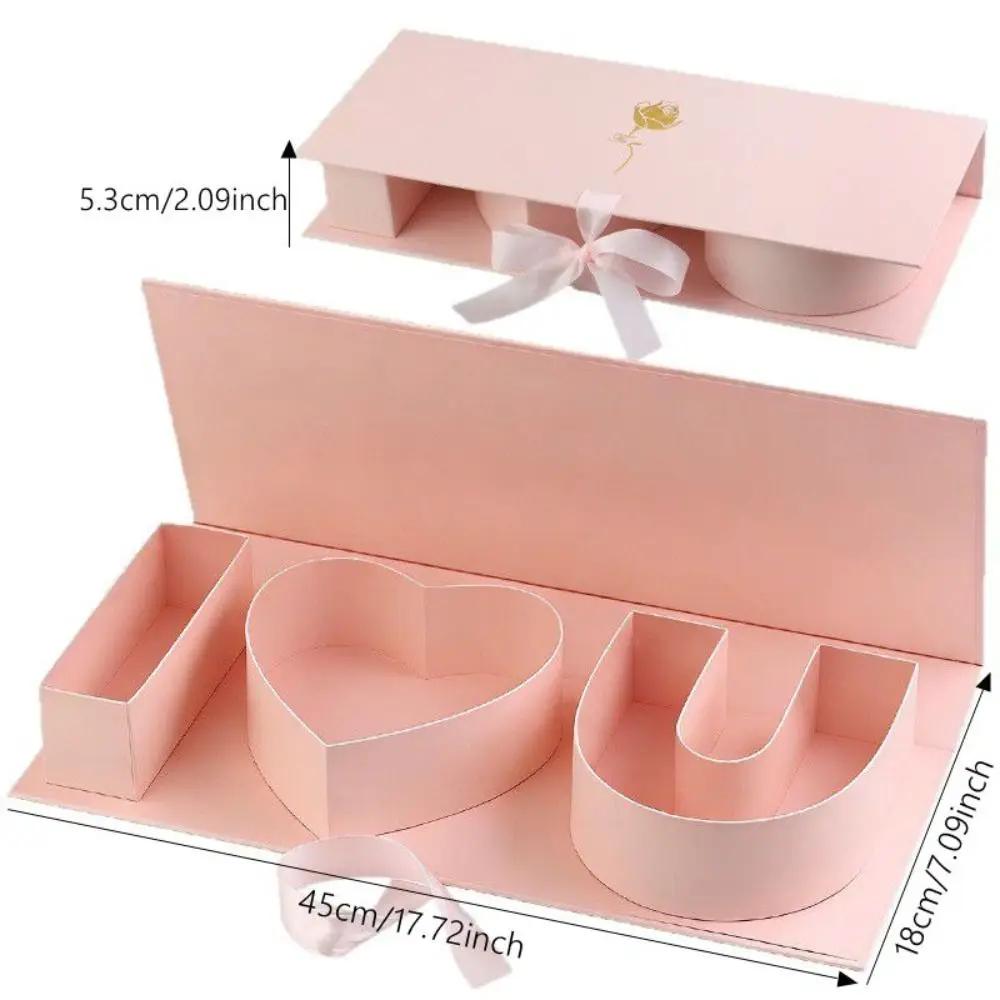 Rectangle I Love You Empty Box Romantic Red Color Valentines Gift Box Large Size Letter-Shaped Thicker Flowers Gift Box