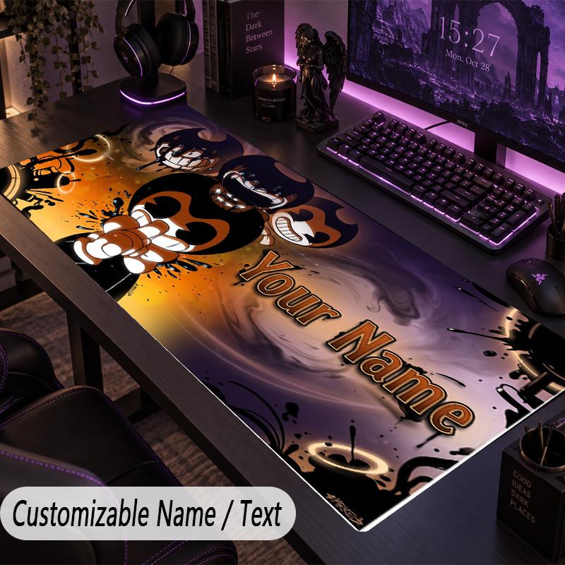 Custom Text Big Mousepad, Extended Desk Pad For Laptop Work GameBendy and the Ink Machine