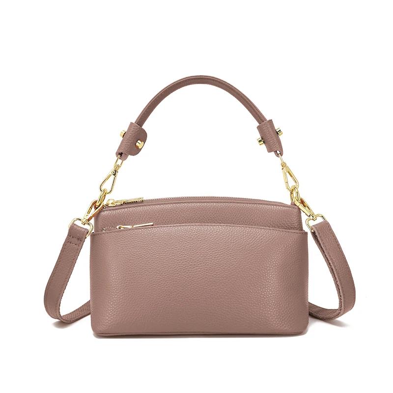 Women Cowhide Genuine Leather Shoulder Bag Lady Luxury Designer Fashi Retro Bags Female Cow Real Leather Handbag for Ladies