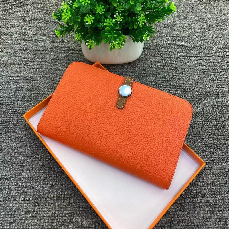 New Fashion Top Layer Cowhide Lychee Pattern Wallet Women's Long Style Handbag Leather Passport Clip Women's Bag