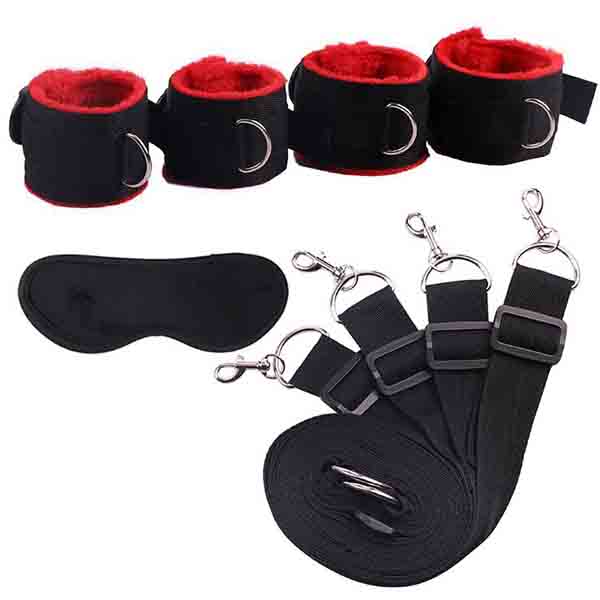 Sex Toys For Woman Men BDSM Bondage Set Under Bed Erotic Restraint Handcuffs & Ankle Cuffs & Eye Mask Adults Games for Couples