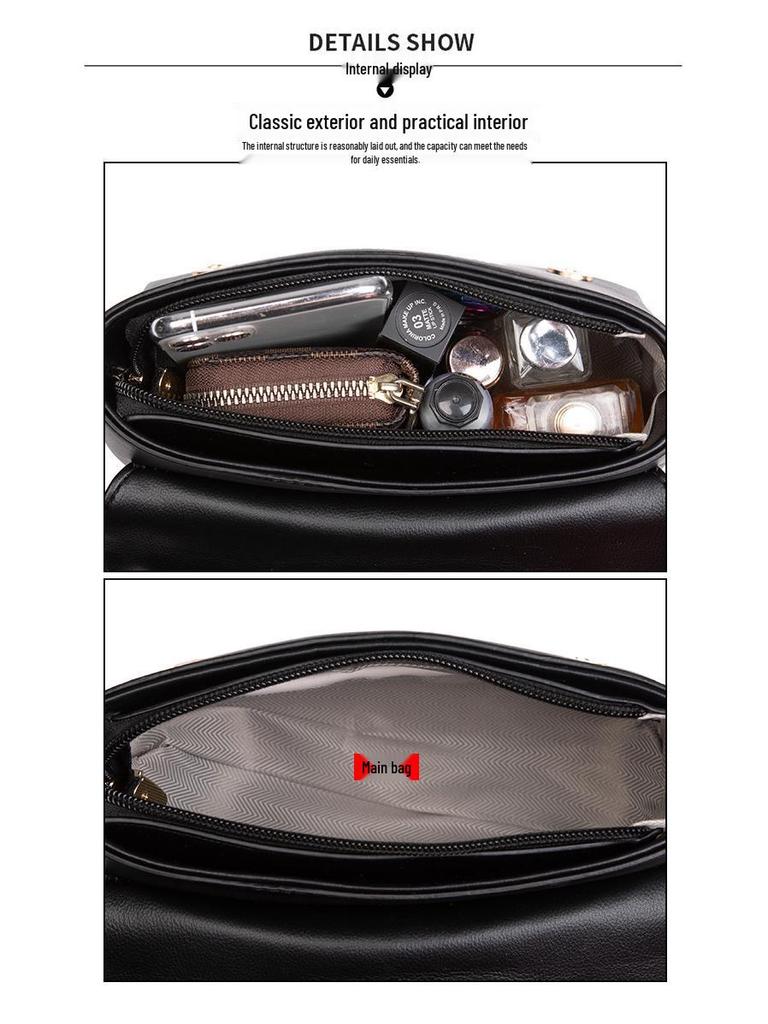 2025 Κορεατική Μόδα Τσάντα Χιαστί Τετράγωνη με Τρουκς για Γυναίκες