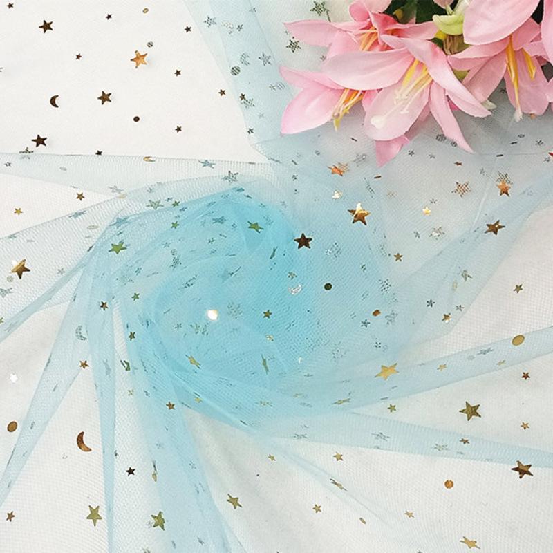 Țesătură Tulle Pre-Tăiată cu Lună Stelată pentru Buchete, Fuste de Masă și Rochii de Păpuși