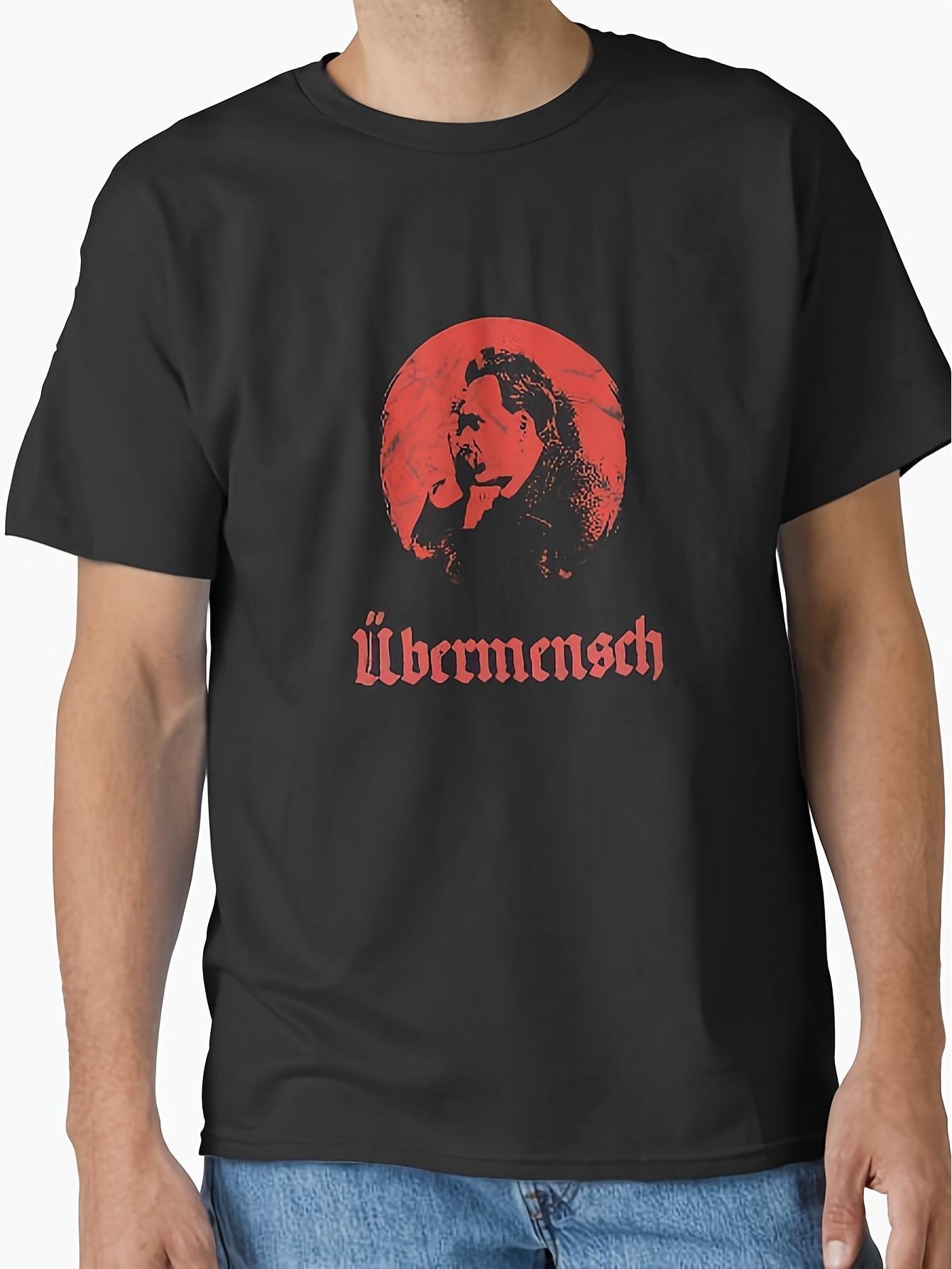 New Vintage Nietzsche Tee - German Writing - Design on Existentialism And Nihilism - Crew Neck XS