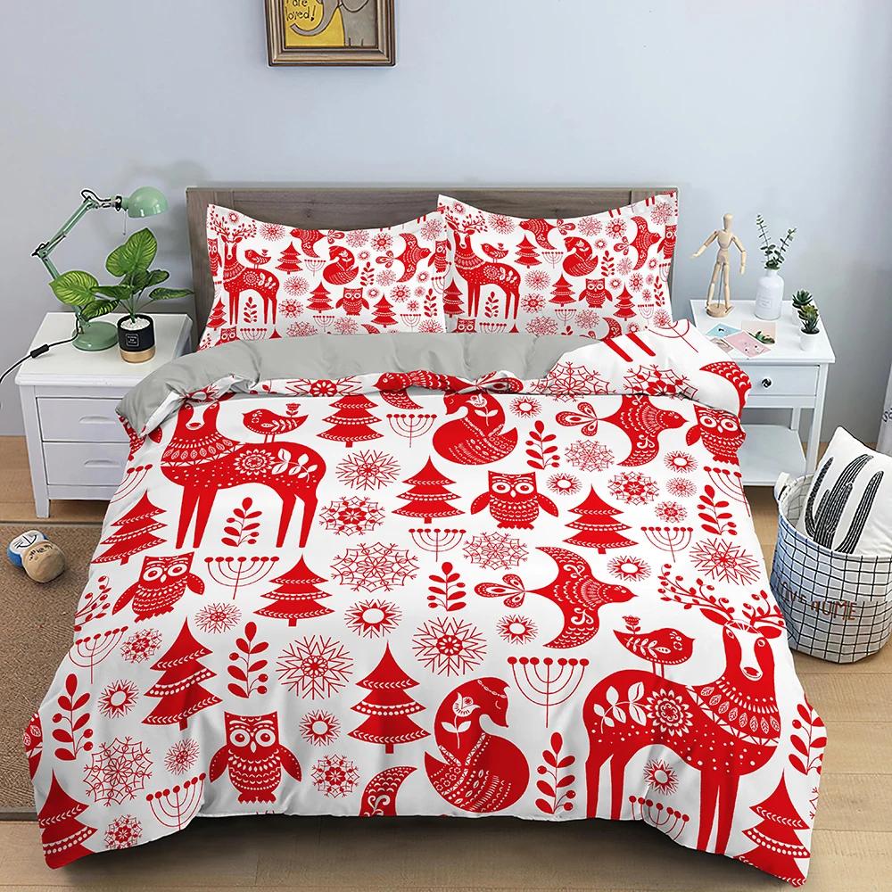 Set Biancheria da Letto Decorazione Natalizia Lusso Morbido Copripiumino Set 3D Stampato Natale Coperta Trapuntata King Queen Twin Size Tessile per la Casa