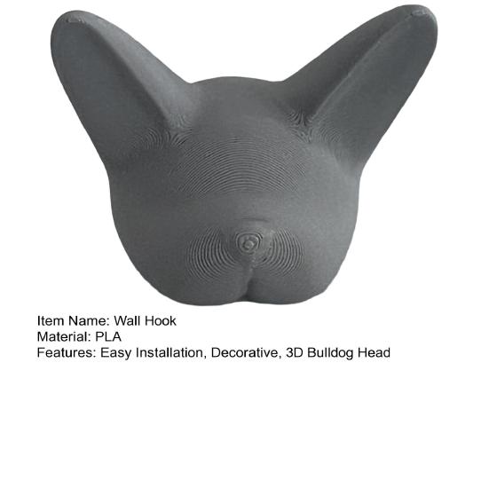 French Bulldog Wall Hook 3D Bulldog Head Coat Hook Decorative Key Hanger Wall Mounted