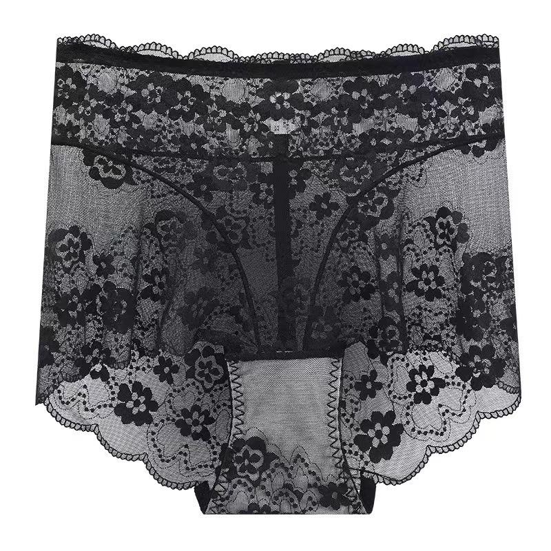 Ladies Summer Thin Sexy Lace High Waist Abdominal Lift Hip Breathable Briefs
