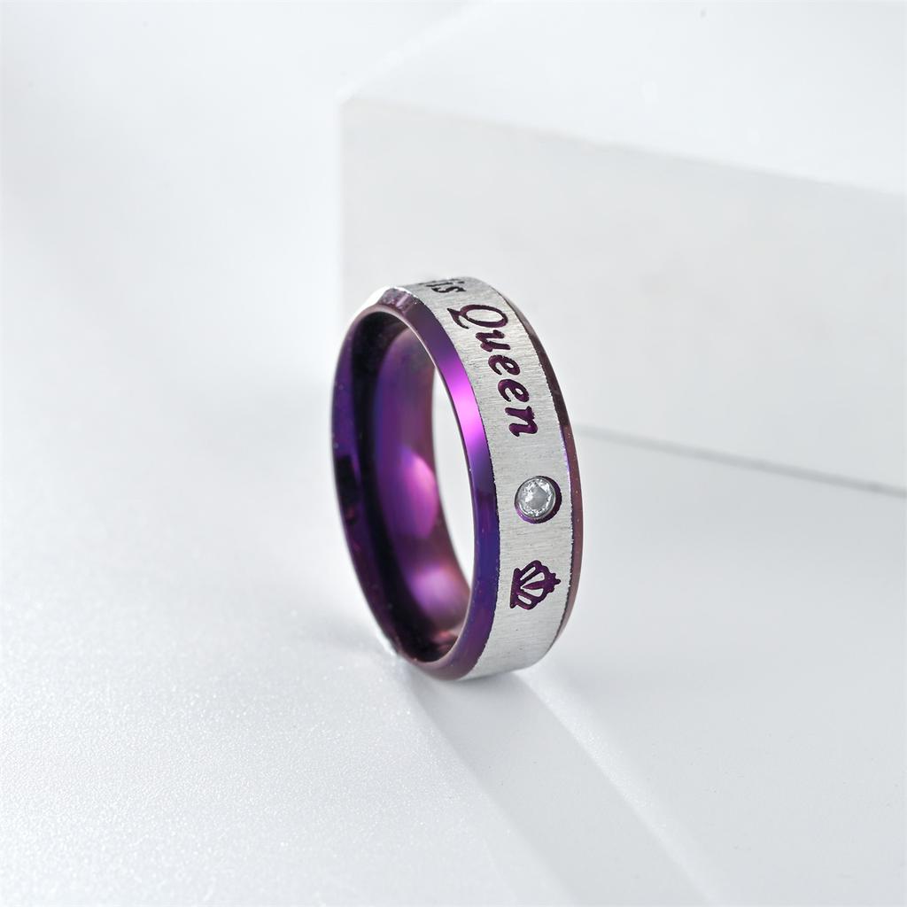Moderne Edelstahl-Paarringe Sein König Ihre Königin Versprechensringe Für Männer Frauen Mit Zirkon Jubiläum Ehering Schmuck