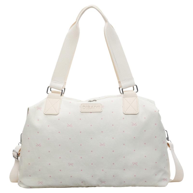 Polka Dot Bow Print Duffle Bag with Sturdy Top Handle Crossbody Strap Large Capacity Weekender Travel Tote