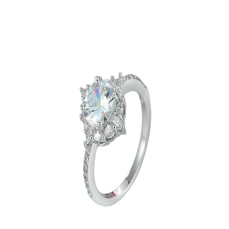 Inlaid Round Zircon Ring Classic Temperament Ring Popular Jewelry