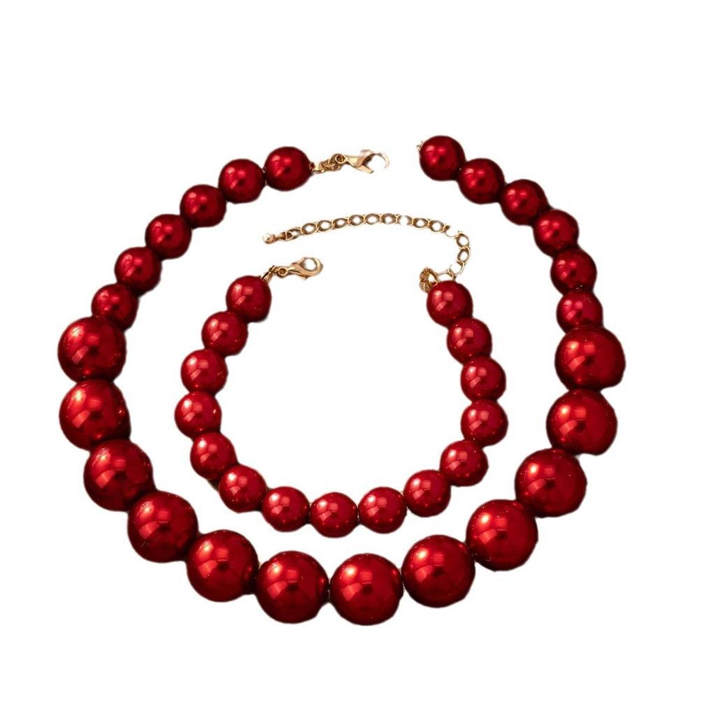 Retro Leichter Luxus Französisches Fünfteiliges Perlenschmuckset