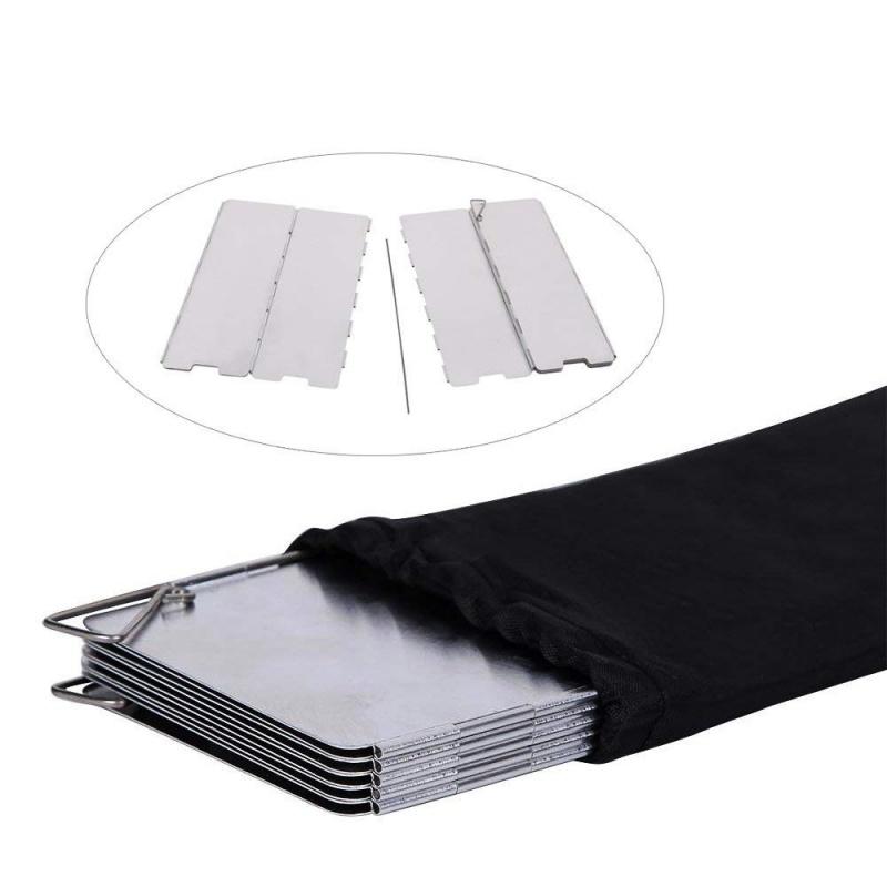 Oem Portable Aluminum Camp Stove Windscreen 10 Plates Collapsible Camping Stove Windshield Wind Screen For Picnic Cooking
