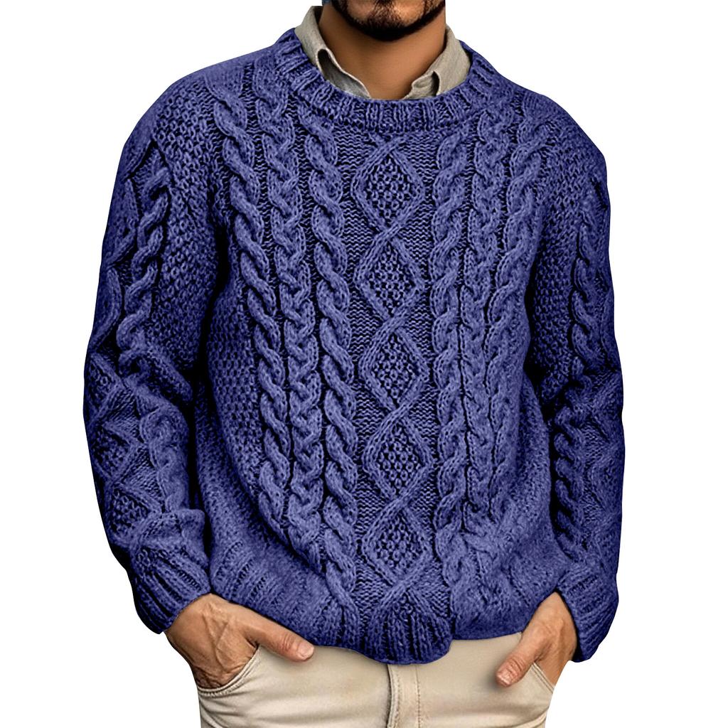 Fashionable Casual Round Neck Pullover Long Sleeved Men's Knitted Sweater