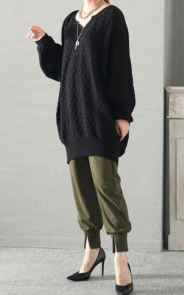 Gold Japan Plus Size Knit Long Dolman Perfect for and Sizes Women's Tunic, Sleeves, Fall, Winter, Spring, LL-3L, Black, maru-3004