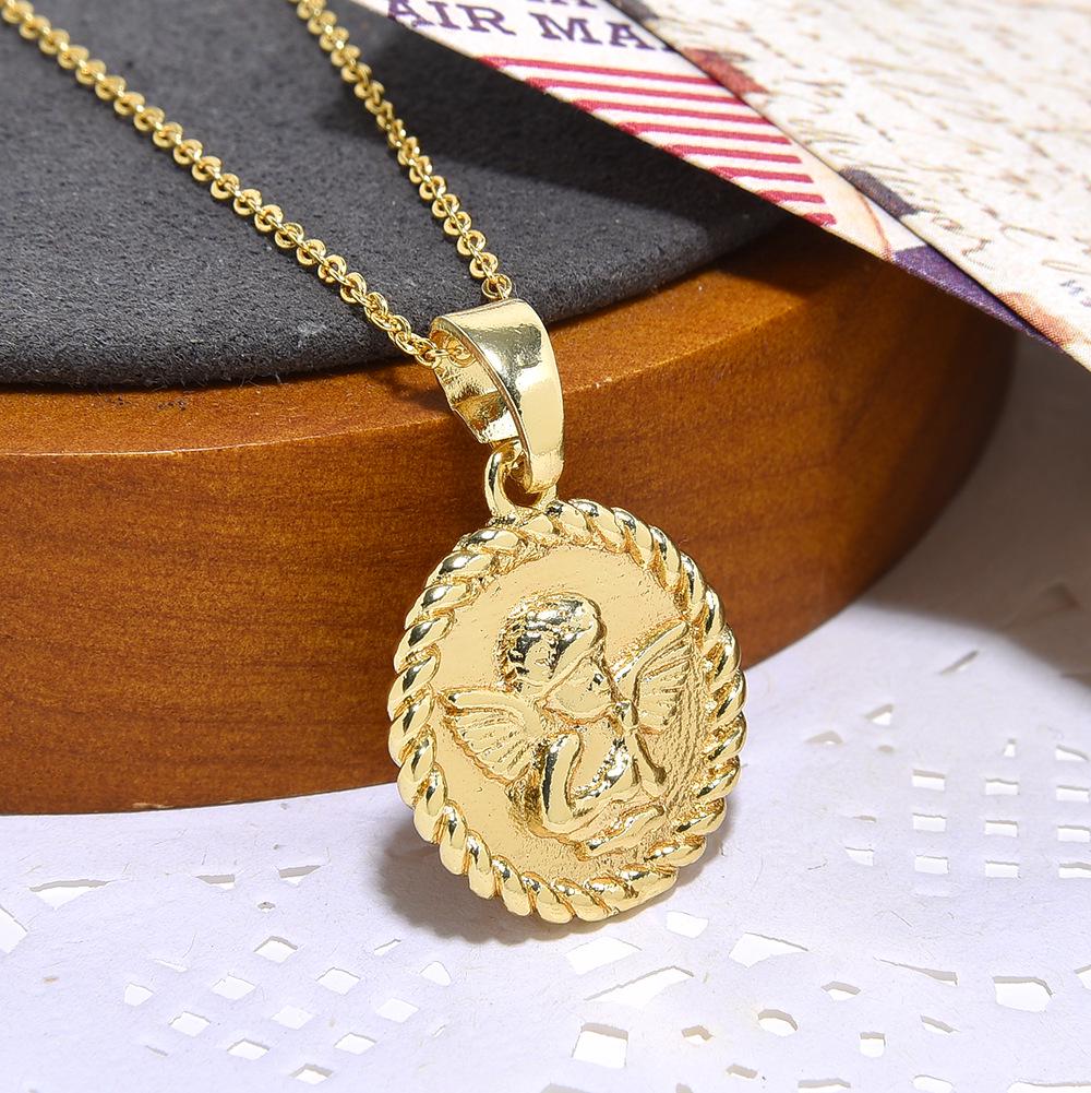 Colar Pingente Coração Zircônia Cobre Retrô Estrela Lua para Homens e Mulheres