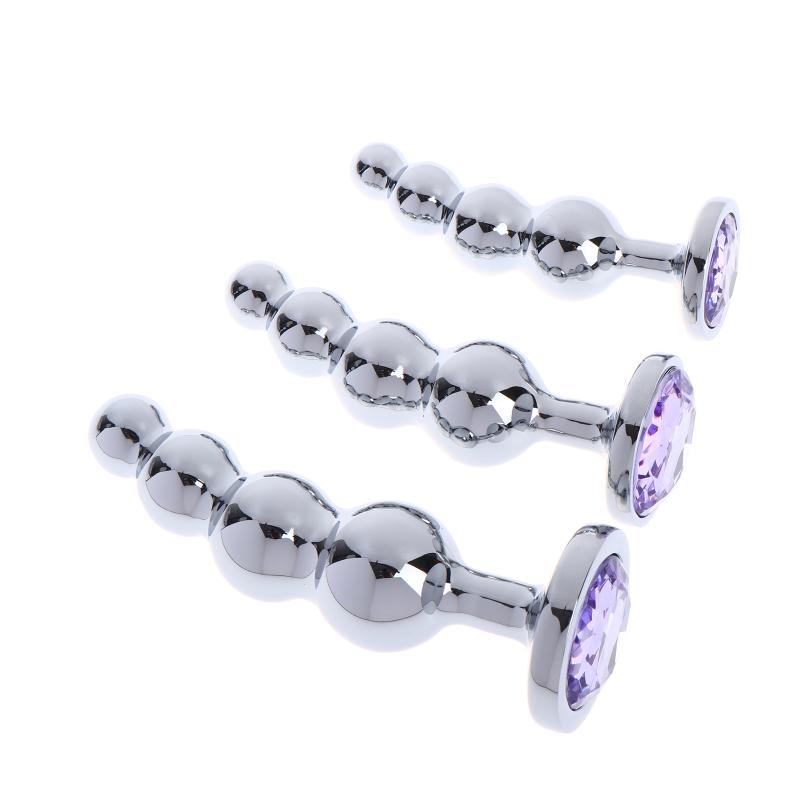 Metal Curved Anus Butt Plug,4 Beads Stimulating Anal Plugs Sex Toy, Prostate Massage,Analplug Buttplug Butplug With Jewelry Base