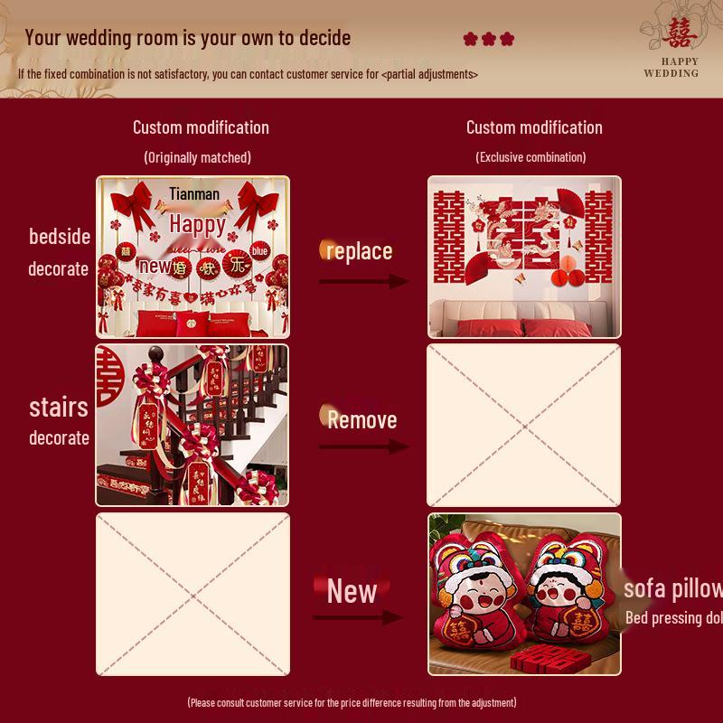 Complete Wedding Room Decoration Set: Bride & Groom's Bedroom Decor Essentials