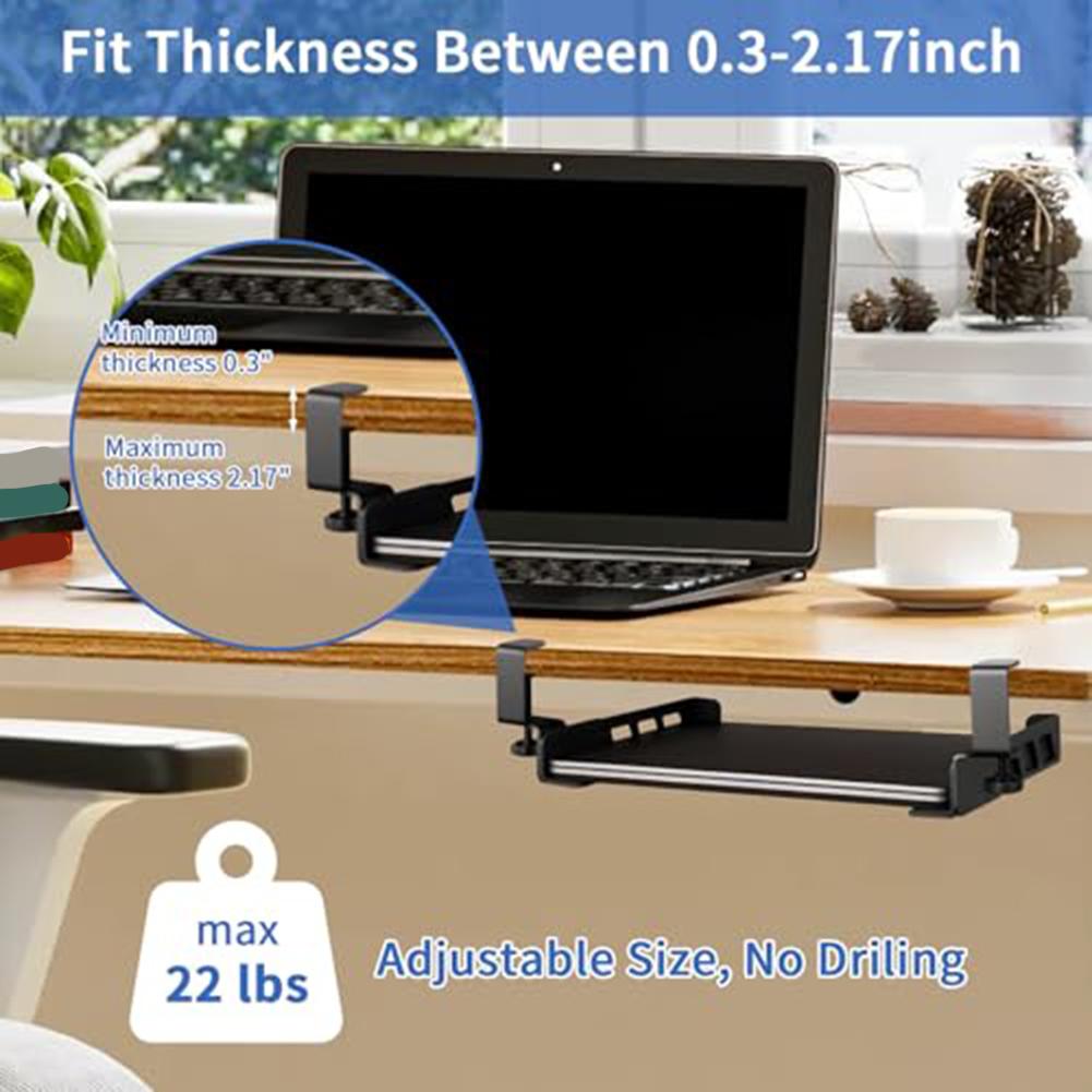 Adjustable Under Desk Laptop Mount Steel Holder Space Saving Computer Organizer With Anti Slip Pads For Office Home Workstation