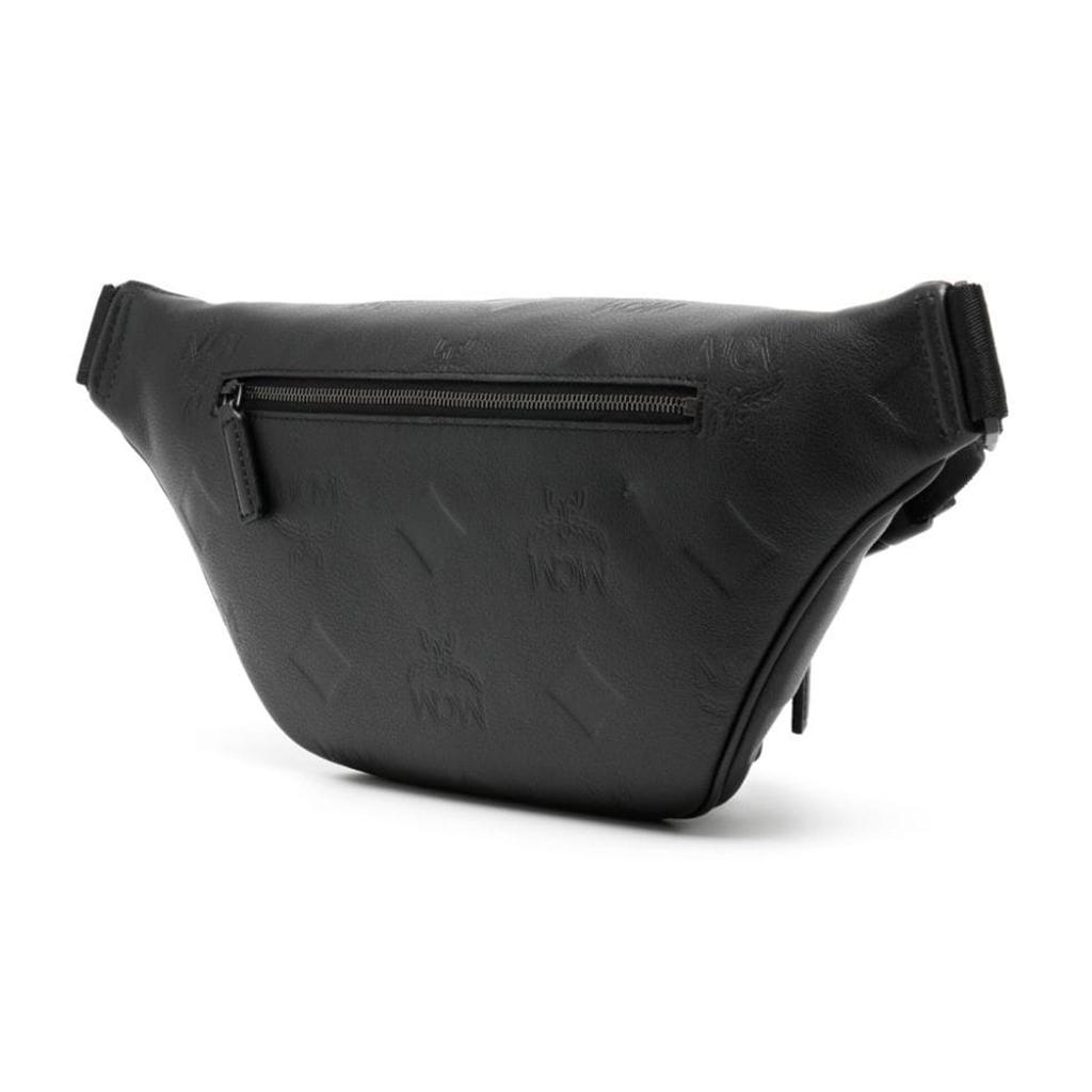 MCM Nappaleder Ein Schulter Crossbody Bauchtasche Mittel Herren Schwarz MMZESFI01BK001