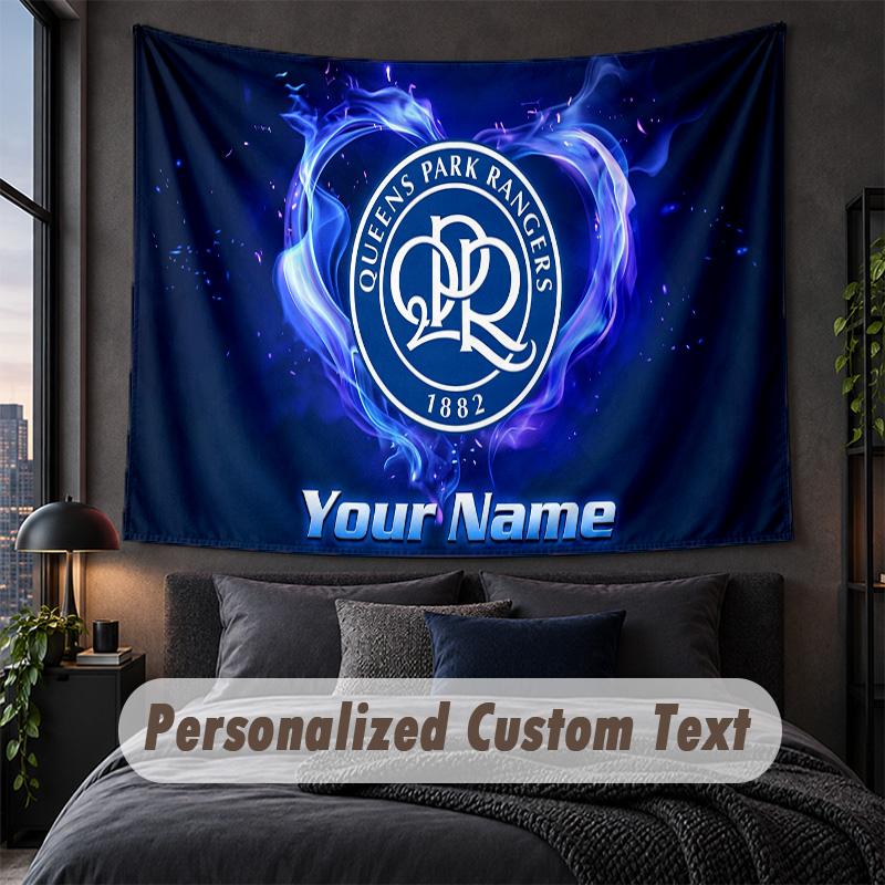 Custom Name Text Tapestry,Queens Park Rangers Decorative Wall Hanging, Background Tapestry For Home Bedroom
