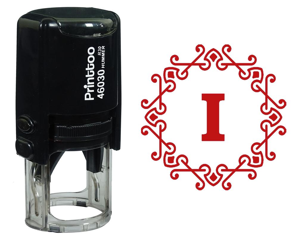 Printtoo Alphabet I Monogram Octagon Celtic Swirl Frame Self Inking Rubber Stamp Office
