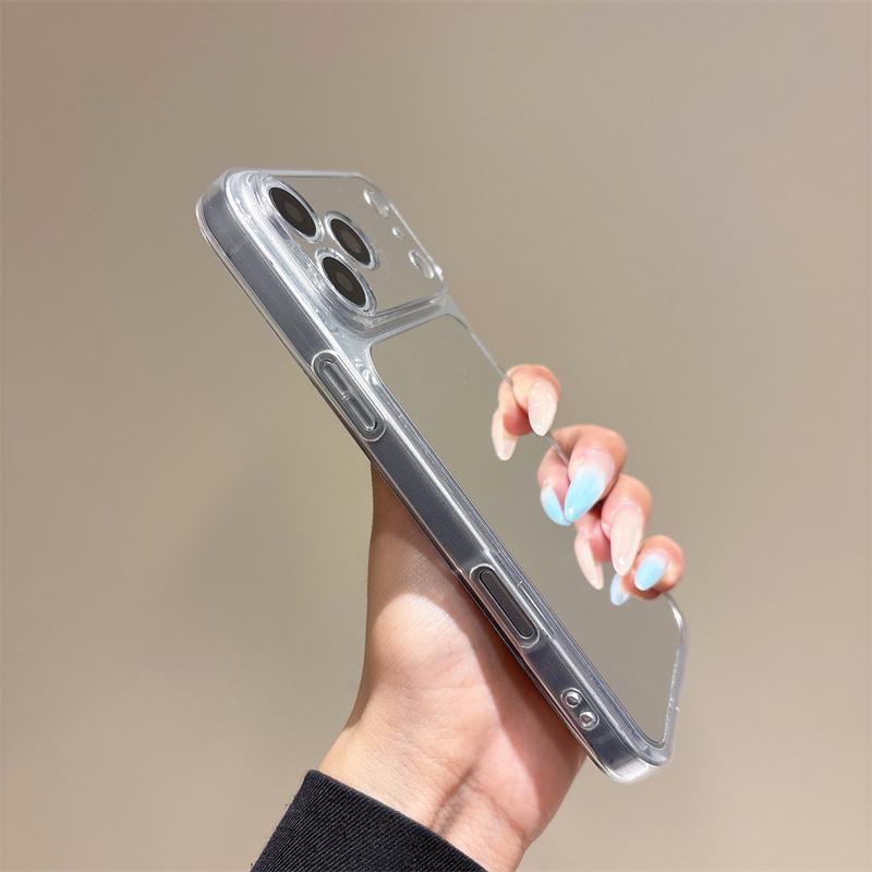 Custodia per Telefono Specchio per Trucco Per Per Iphone 16 1 14 13 12 11 17 Pro Max Acrilico Rigido Trasparente Antiurto Bordo Morbido Cover Funda
