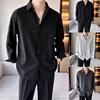 Men's Black Ice Silk Short-Sleeve Shirt, Stylish Summer Casual Loose Fit, Wrinkle-Resistant White Jacket.