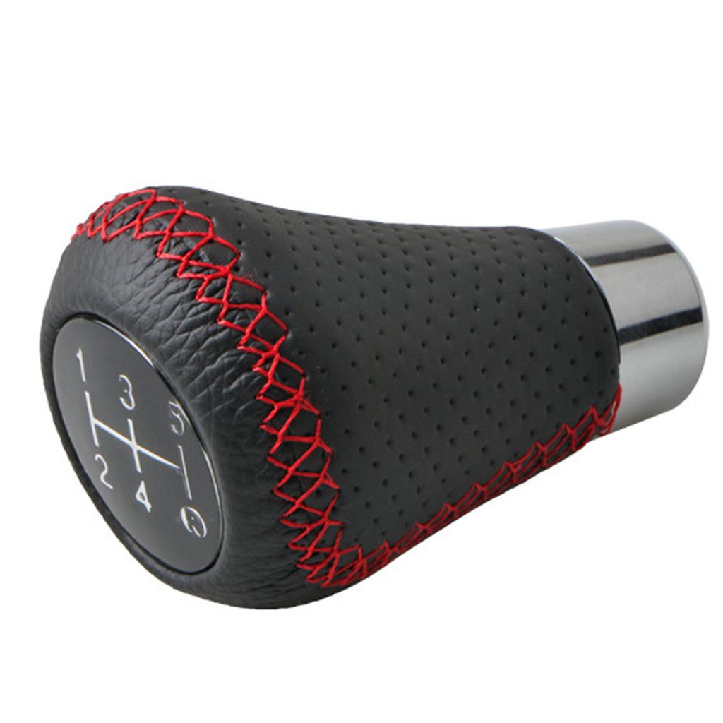 5 Speed Gear Shifter Head Genuine Leather Gear Shifter Knob Head Universal for Manual Gear Cars Red