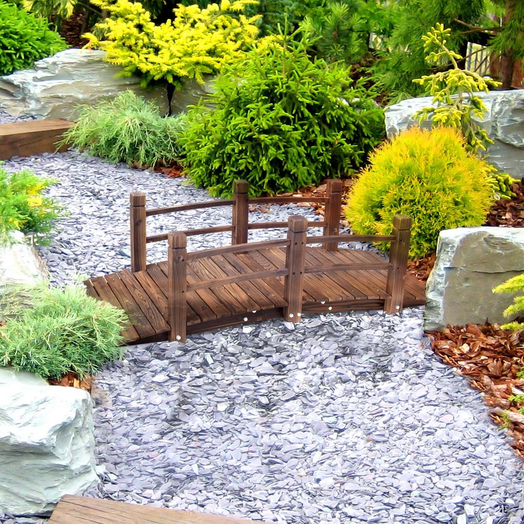Garden Bridge - Pond Bridge - Wooden Footbridge - Garden Decoration 152.5L X 67W X 48H Cm - Wood of