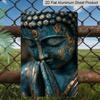 2D Flat, 1pc Vintage Buddha Aluminium Wall Art Sign "Teal Praying Buddha" - 8"x12" Rustic Zen & Spiritual Home Decor, Perfect Gift for Yoga