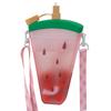 Practical Cartoon Popsicle Straw Cup Food Grade Leakproof Watermelon Water Bottle Anti-fall Plastic Water Cup Milk Tea