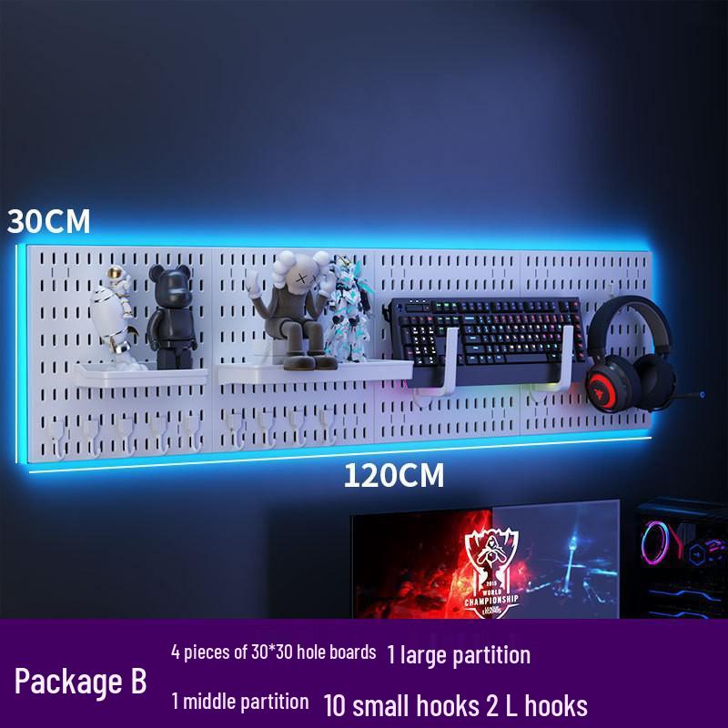 E-sports Pegboard Wall Display: DIY Headphone, Keyboard, Jay Chou Photo Storage, Punch-Free Mount Rack