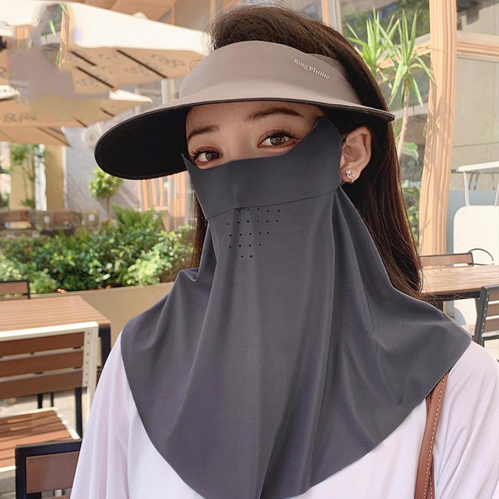 Women's outdoor sports trackless sunscreen facial mask imitation ice silk UV protection summer breathable thin