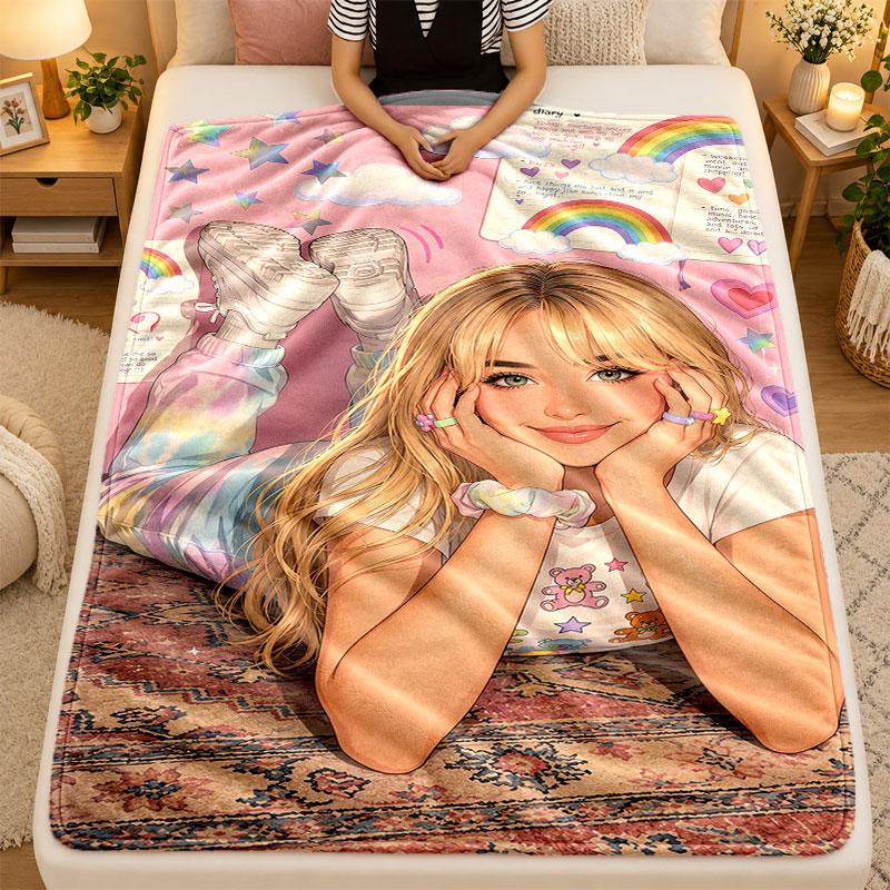 Flannel BlanketSabrina Carpenter Warm Soft Throw Blanket for Indoor Sofa Bed Living Room Use