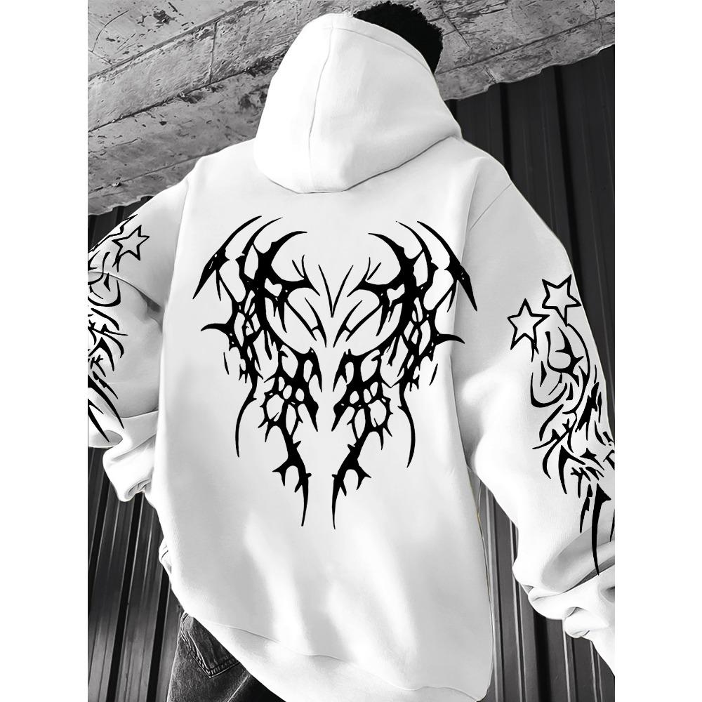 Dark Style Pattern Print Men S Fashion Hooded Sweatshirt, Casual Versatile Hoodie S