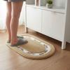 Practical Fluffy Rose Pattern Door Mat Nonslip Absorbent Bath Mat Thickened Pastoral Style Oval Floor Rug Porch