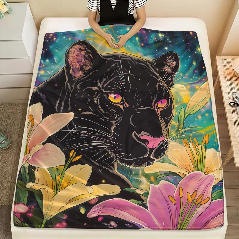 

Leopards Print Flannel Blanket, High quality Comfortable for All Seasons, Home Decor, Warmth and Comfort 80cm x 120cm