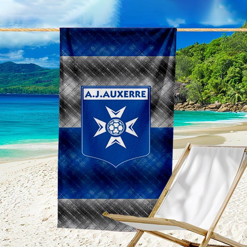 Auxerre Crest Design Beach Towel - Soft, Absorbent Microfiber, Lightweight, Ideal for The Beach, Parties, Travel, Camping Fan Gifts