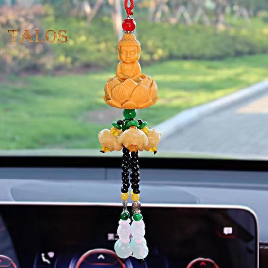 Buddha Pendant Car Hanging Ornament with Lanyard Easy To Hang Car Rear View Mirror Hanging Accessories