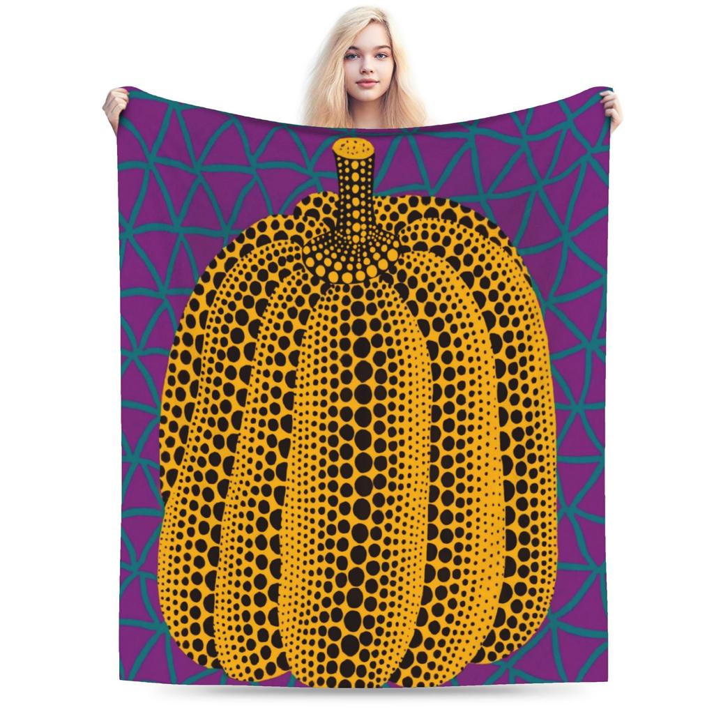 Yayoi Kusama Tokyo 1998 Exhibition Blanket Cover Polka RIP Fleece Throw Blankets Home Couch Printed Soft Warm Bedspreads