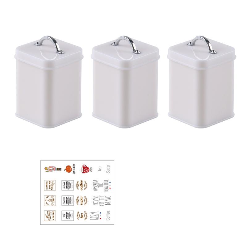 3Pcs Mini Kitchen Storage Container Square 1/6 Scale Miniature Dollhouse Coffee Bean Tin For Doll Accessories Toy
