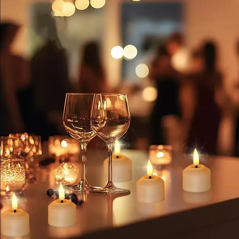 6 In1 USB Rechargeable Tealight Remote Control w/Timer Led Flameless Candles 3D Wick Flickering Halloween Wedding Votive Candle