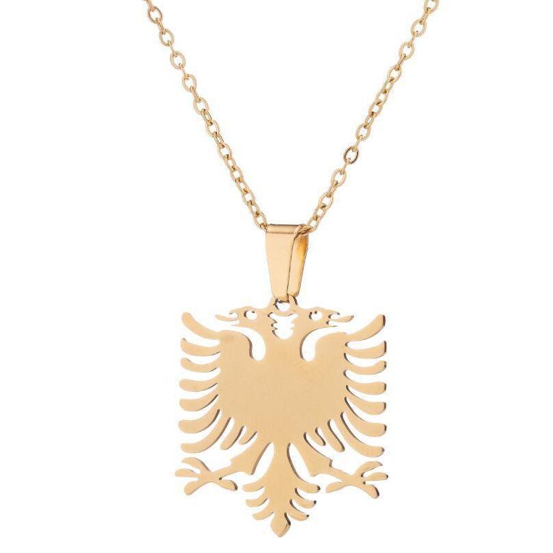 Albanian Eagle Pendant Necklace, Stainless Steel Choker for Women