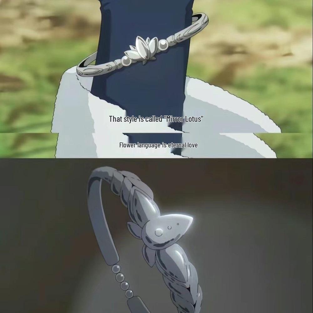 Frieren: Beyond Journey's End Bracelet - Anime Ring & Lotus Mirror Jewelry Set