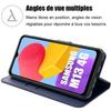 Case for Samsung Galaxy M13 + 2 Tempered Glasses - PU Leather Flip Case Anti-Scratch - Navy Blue